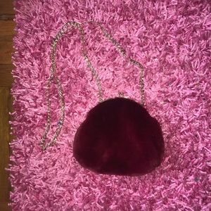 Burgundy fuzzy chain bag 😍